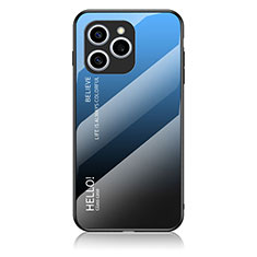 Coque Rebord Contour Silicone et Vitre Miroir Housse Etui Degrade Arc en Ciel LS1 pour Huawei Honor 60 SE 5G Bleu