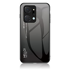 Coque Rebord Contour Silicone et Vitre Miroir Housse Etui Degrade Arc en Ciel LS1 pour Huawei Honor X7a Gris Fonce