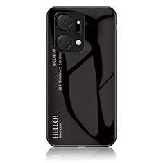 Coque Rebord Contour Silicone et Vitre Miroir Housse Etui Degrade Arc en Ciel LS1 pour Huawei Honor X7a Noir