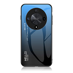 Coque Rebord Contour Silicone et Vitre Miroir Housse Etui Degrade Arc en Ciel LS1 pour Huawei Honor X9b 5G Bleu