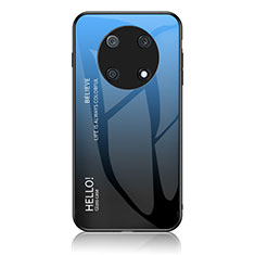 Coque Rebord Contour Silicone et Vitre Miroir Housse Etui Degrade Arc en Ciel LS1 pour Huawei Nova Y90 Bleu