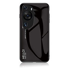 Coque Rebord Contour Silicone et Vitre Miroir Housse Etui Degrade Arc en Ciel LS1 pour Huawei P60 Art Noir