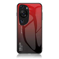 Coque Rebord Contour Silicone et Vitre Miroir Housse Etui Degrade Arc en Ciel LS1 pour Huawei P60 Art Rouge