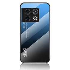 Coque Rebord Contour Silicone et Vitre Miroir Housse Etui Degrade Arc en Ciel LS1 pour OnePlus 10 Pro 5G Bleu