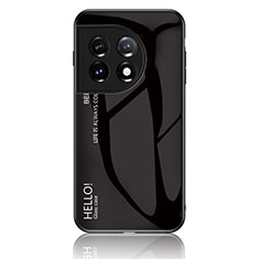 Coque Rebord Contour Silicone et Vitre Miroir Housse Etui Degrade Arc en Ciel LS1 pour OnePlus 11 5G Noir
