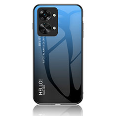 Coque Rebord Contour Silicone et Vitre Miroir Housse Etui Degrade Arc en Ciel LS1 pour OnePlus Nord 2T 5G Bleu