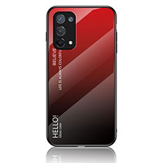 Coque Rebord Contour Silicone et Vitre Miroir Housse Etui Degrade Arc en Ciel LS1 pour OnePlus Nord N200 5G Rouge