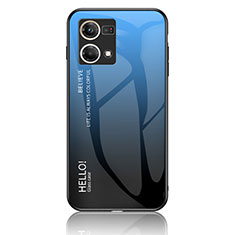 Coque Rebord Contour Silicone et Vitre Miroir Housse Etui Degrade Arc en Ciel LS1 pour Oppo F21 Pro 4G Bleu