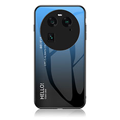 Coque Rebord Contour Silicone et Vitre Miroir Housse Etui Degrade Arc en Ciel LS1 pour Oppo Find X6 Pro 5G Bleu