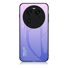 Coque Rebord Contour Silicone et Vitre Miroir Housse Etui Degrade Arc en Ciel LS1 pour Oppo Find X6 Pro 5G Violet Clair