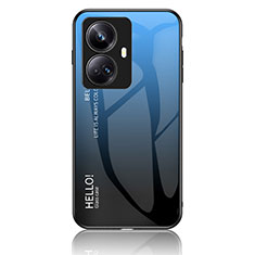 Coque Rebord Contour Silicone et Vitre Miroir Housse Etui Degrade Arc en Ciel LS1 pour Realme 10 Pro+ Plus 5G Bleu