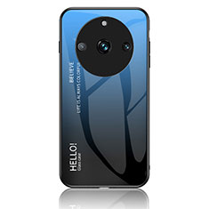 Coque Rebord Contour Silicone et Vitre Miroir Housse Etui Degrade Arc en Ciel LS1 pour Realme 11 Pro 5G Bleu