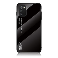 Coque Rebord Contour Silicone et Vitre Miroir Housse Etui Degrade Arc en Ciel LS1 pour Samsung Galaxy A02s Noir