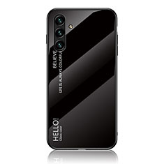 Coque Rebord Contour Silicone et Vitre Miroir Housse Etui Degrade Arc en Ciel LS1 pour Samsung Galaxy A04s Noir