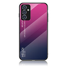 Coque Rebord Contour Silicone et Vitre Miroir Housse Etui Degrade Arc en Ciel LS1 pour Samsung Galaxy A05s Rose Rouge