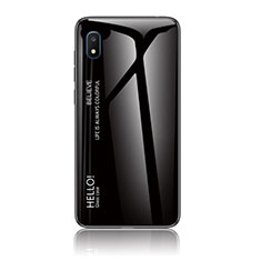 Coque Rebord Contour Silicone et Vitre Miroir Housse Etui Degrade Arc en Ciel LS1 pour Samsung Galaxy A10e Noir