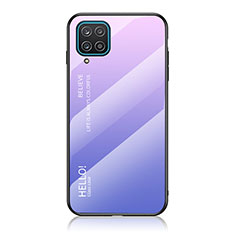 Coque Rebord Contour Silicone et Vitre Miroir Housse Etui Degrade Arc en Ciel LS1 pour Samsung Galaxy A12 Violet Clair