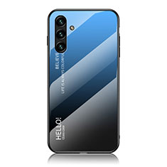 Coque Rebord Contour Silicone et Vitre Miroir Housse Etui Degrade Arc en Ciel LS1 pour Samsung Galaxy A13 5G Bleu