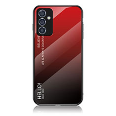 Coque Rebord Contour Silicone et Vitre Miroir Housse Etui Degrade Arc en Ciel LS1 pour Samsung Galaxy A15 5G Rouge