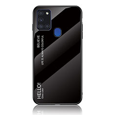 Coque Rebord Contour Silicone et Vitre Miroir Housse Etui Degrade Arc en Ciel LS1 pour Samsung Galaxy A21s Noir