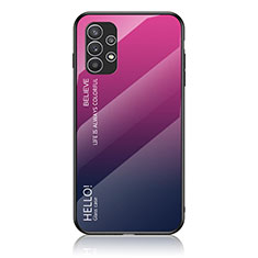 Coque Rebord Contour Silicone et Vitre Miroir Housse Etui Degrade Arc en Ciel LS1 pour Samsung Galaxy A23 5G Rose Rouge