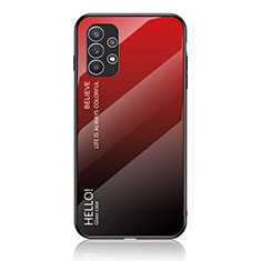 Coque Rebord Contour Silicone et Vitre Miroir Housse Etui Degrade Arc en Ciel LS1 pour Samsung Galaxy A23 5G Rouge