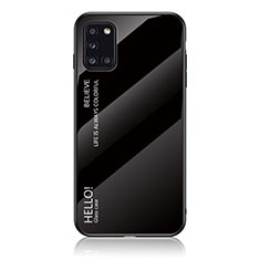 Coque Rebord Contour Silicone et Vitre Miroir Housse Etui Degrade Arc en Ciel LS1 pour Samsung Galaxy A31 Noir