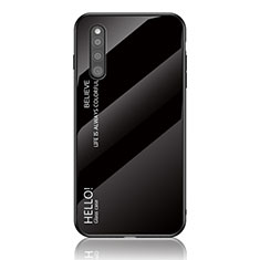 Coque Rebord Contour Silicone et Vitre Miroir Housse Etui Degrade Arc en Ciel LS1 pour Samsung Galaxy A41 SC-41A Noir