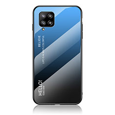 Coque Rebord Contour Silicone et Vitre Miroir Housse Etui Degrade Arc en Ciel LS1 pour Samsung Galaxy A42 5G Bleu
