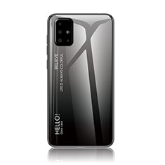 Coque Rebord Contour Silicone et Vitre Miroir Housse Etui Degrade Arc en Ciel LS1 pour Samsung Galaxy A51 4G Gris Fonce