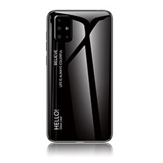 Coque Rebord Contour Silicone et Vitre Miroir Housse Etui Degrade Arc en Ciel LS1 pour Samsung Galaxy A51 5G Noir