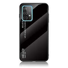 Coque Rebord Contour Silicone et Vitre Miroir Housse Etui Degrade Arc en Ciel LS1 pour Samsung Galaxy A52s 5G Noir