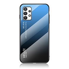 Coque Rebord Contour Silicone et Vitre Miroir Housse Etui Degrade Arc en Ciel LS1 pour Samsung Galaxy A53 5G Bleu