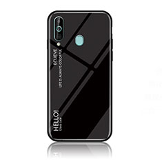 Coque Rebord Contour Silicone et Vitre Miroir Housse Etui Degrade Arc en Ciel LS1 pour Samsung Galaxy A60 Noir