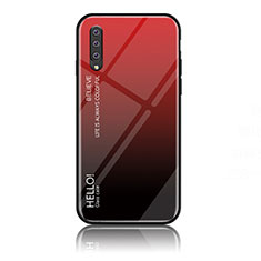 Coque Rebord Contour Silicone et Vitre Miroir Housse Etui Degrade Arc en Ciel LS1 pour Samsung Galaxy A70S Rouge