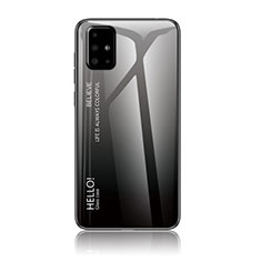 Coque Rebord Contour Silicone et Vitre Miroir Housse Etui Degrade Arc en Ciel LS1 pour Samsung Galaxy A71 4G A715 Gris Fonce