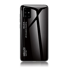 Coque Rebord Contour Silicone et Vitre Miroir Housse Etui Degrade Arc en Ciel LS1 pour Samsung Galaxy A71 4G A715 Noir