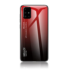 Coque Rebord Contour Silicone et Vitre Miroir Housse Etui Degrade Arc en Ciel LS1 pour Samsung Galaxy A71 4G A715 Rouge