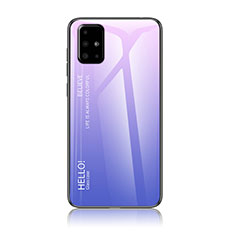 Coque Rebord Contour Silicone et Vitre Miroir Housse Etui Degrade Arc en Ciel LS1 pour Samsung Galaxy A71 5G Violet Clair