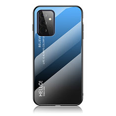 Coque Rebord Contour Silicone et Vitre Miroir Housse Etui Degrade Arc en Ciel LS1 pour Samsung Galaxy A72 5G Bleu
