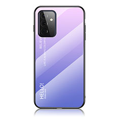 Coque Rebord Contour Silicone et Vitre Miroir Housse Etui Degrade Arc en Ciel LS1 pour Samsung Galaxy A72 5G Violet Clair