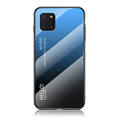Coque Rebord Contour Silicone et Vitre Miroir Housse Etui Degrade Arc en Ciel LS1 pour Samsung Galaxy A81 Bleu