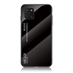 Coque Rebord Contour Silicone et Vitre Miroir Housse Etui Degrade Arc en Ciel LS1 pour Samsung Galaxy A81 Noir