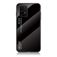 Coque Rebord Contour Silicone et Vitre Miroir Housse Etui Degrade Arc en Ciel LS1 pour Samsung Galaxy A91 Noir