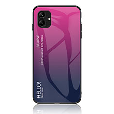 Coque Rebord Contour Silicone et Vitre Miroir Housse Etui Degrade Arc en Ciel LS1 pour Samsung Galaxy F04 Rose Rouge