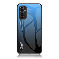 Coque Rebord Contour Silicone et Vitre Miroir Housse Etui Degrade Arc en Ciel LS1 pour Samsung Galaxy F13 4G Bleu