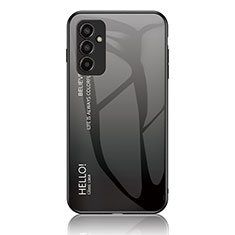 Coque Rebord Contour Silicone et Vitre Miroir Housse Etui Degrade Arc en Ciel LS1 pour Samsung Galaxy F13 4G Gris Fonce