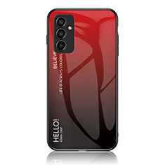Coque Rebord Contour Silicone et Vitre Miroir Housse Etui Degrade Arc en Ciel LS1 pour Samsung Galaxy F13 4G Rouge