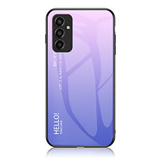 Coque Rebord Contour Silicone et Vitre Miroir Housse Etui Degrade Arc en Ciel LS1 pour Samsung Galaxy F13 4G Violet Clair