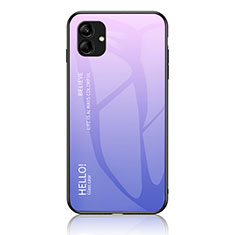 Coque Rebord Contour Silicone et Vitre Miroir Housse Etui Degrade Arc en Ciel LS1 pour Samsung Galaxy F14 5G Violet Clair